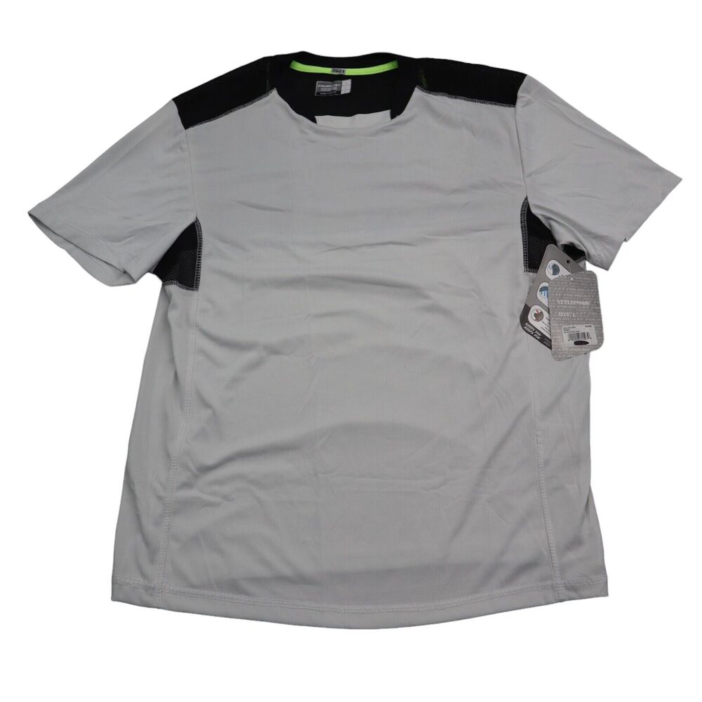 NWT Fourcast Shirt Mens L White Crew Neck Polo Short Sleeve Activewear